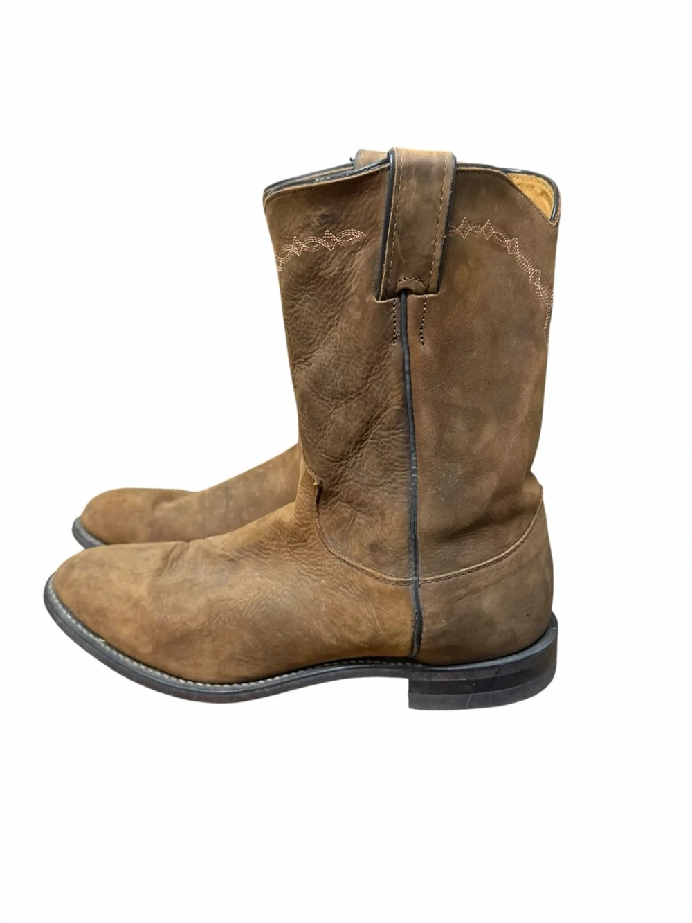 Justin cowboy Boots Men’s 11.5 Classic Roper Leather Rodeo Western Brown